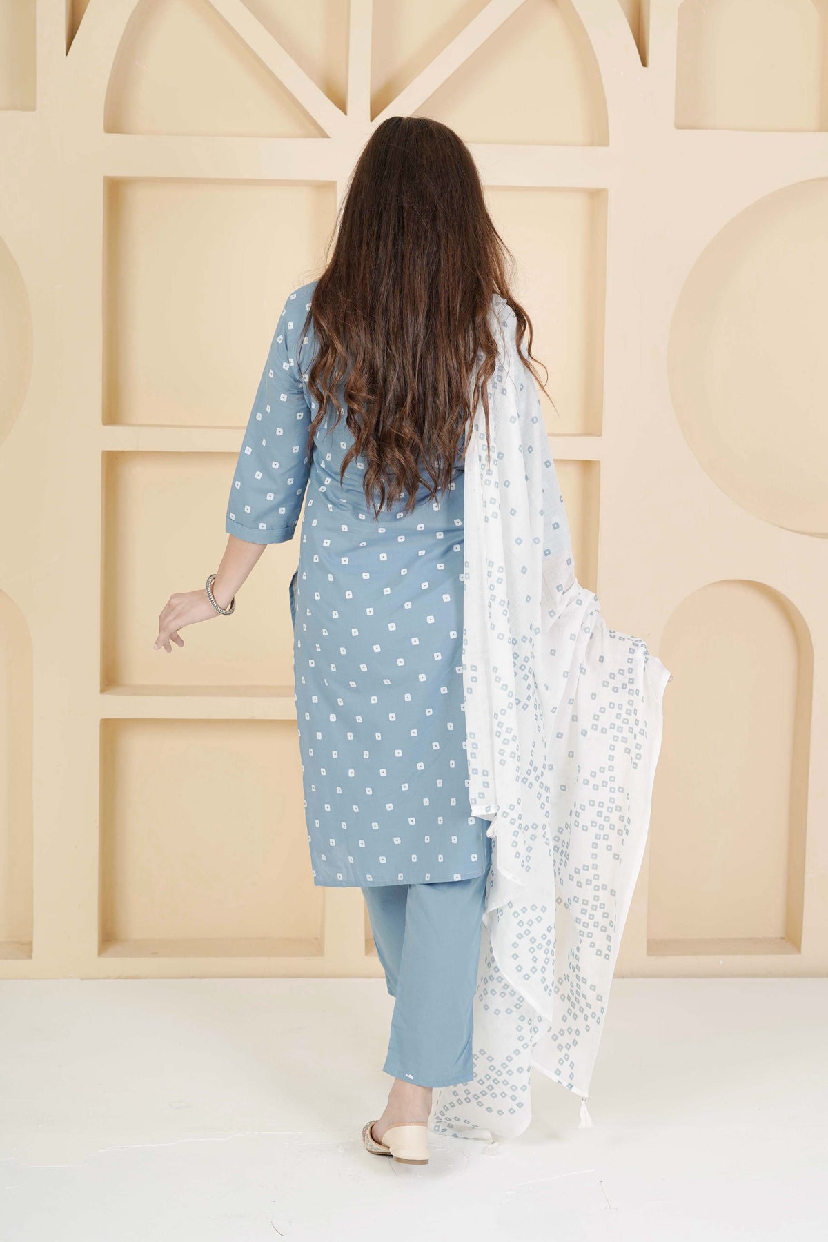 BARBEEE Embroidered, Floral Print, Printed Kurta, Salwar & Dupatta Set - Zuri (Blue)