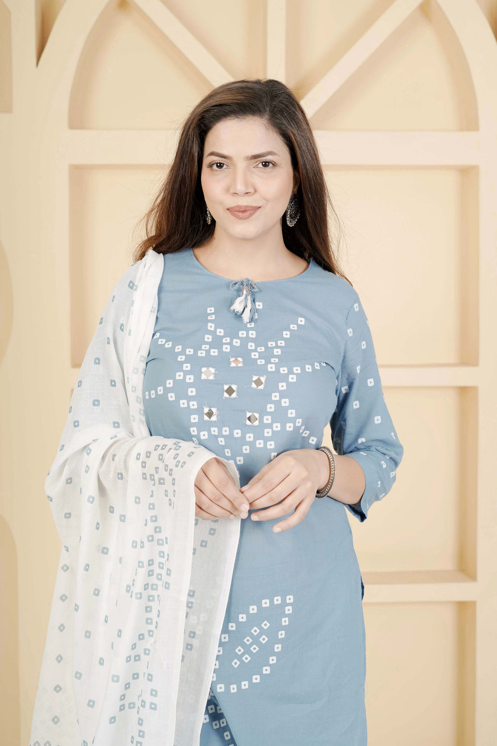BARBEEE Embroidered, Floral Print, Printed Kurta, Salwar & Dupatta Set - Zuri (Blue)