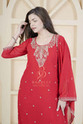 BARBEEE Embroidered, Embellished Kurta, Trouser/Pant & Dupatta Set - Tarini (Red)