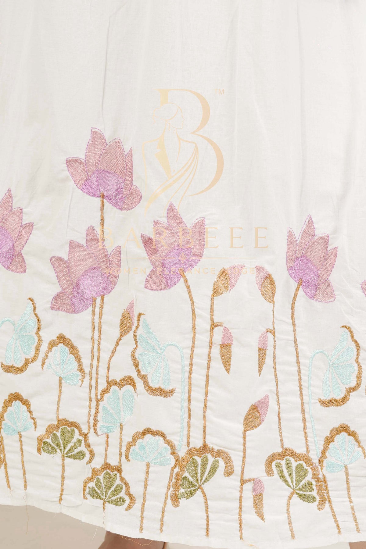 BARBEEE Floral Print, Embroidered, Printed Kurta, Trouser/Pant & Dupatta Set - Hiral (White)
