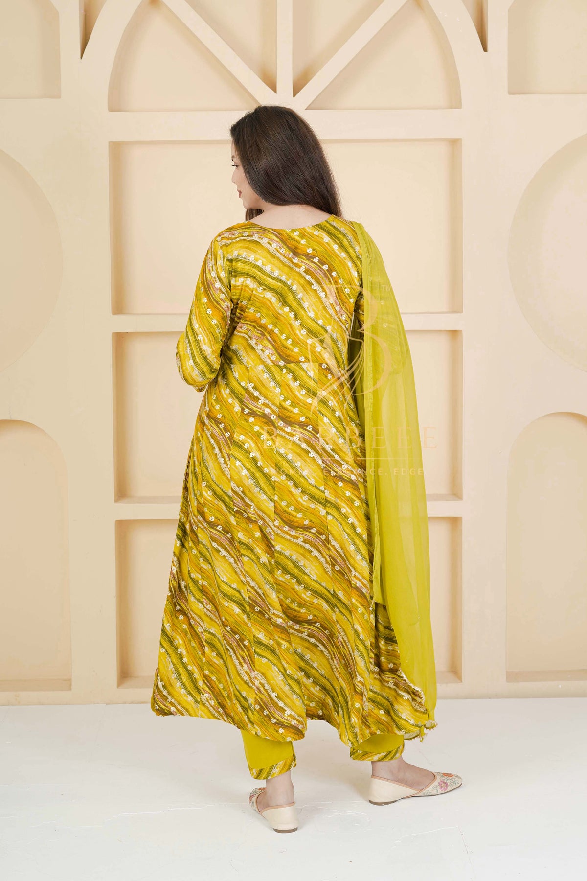 BARBEEE Embroidered, Floral Print Kurta, Trouser/Pant & Dupatta Set - Smita (Yellow)